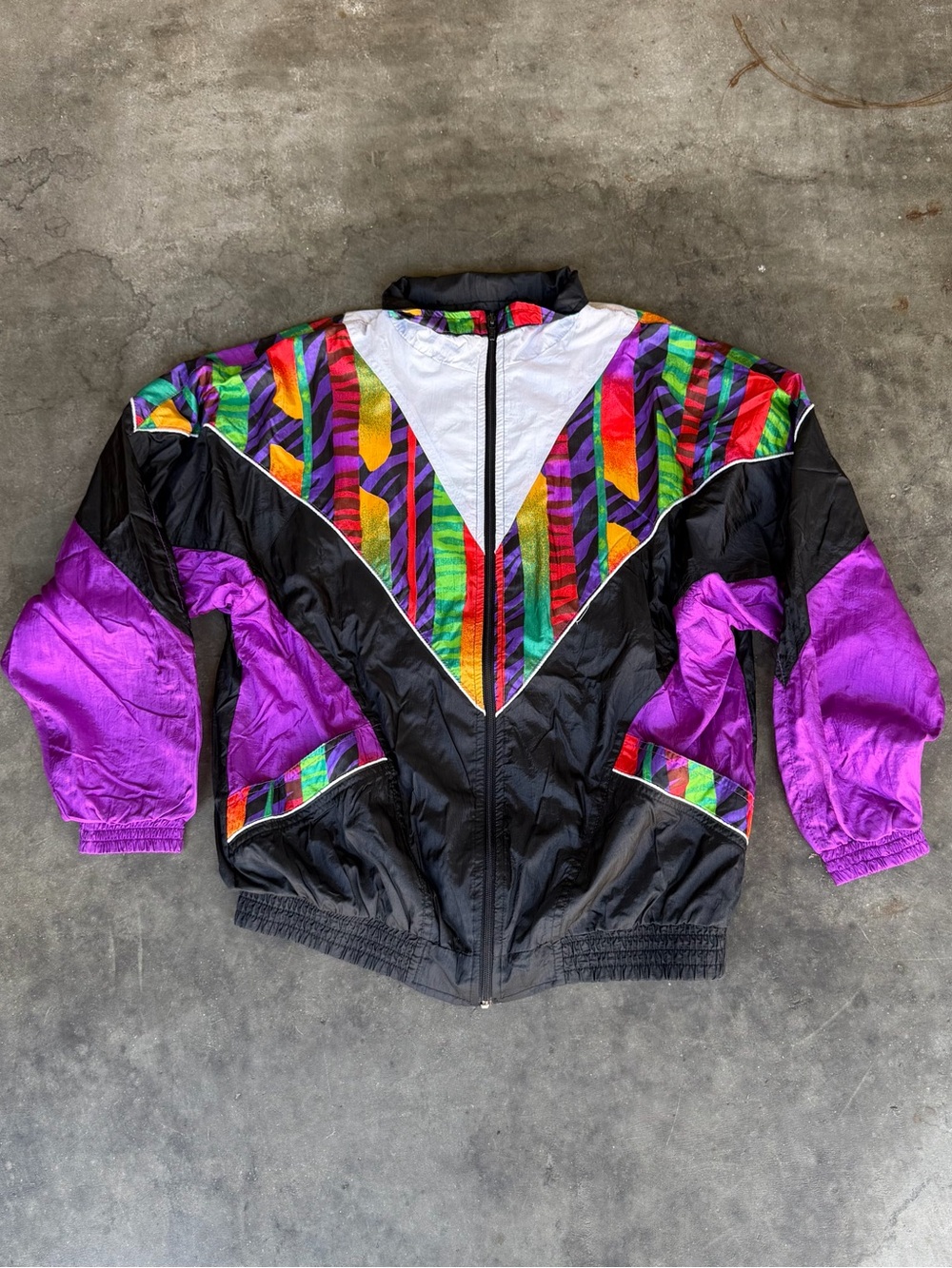 VTG Bolo Spirit Windbreaker Jacket Womens XL Retro Colorful Full Zip Floral 80’s